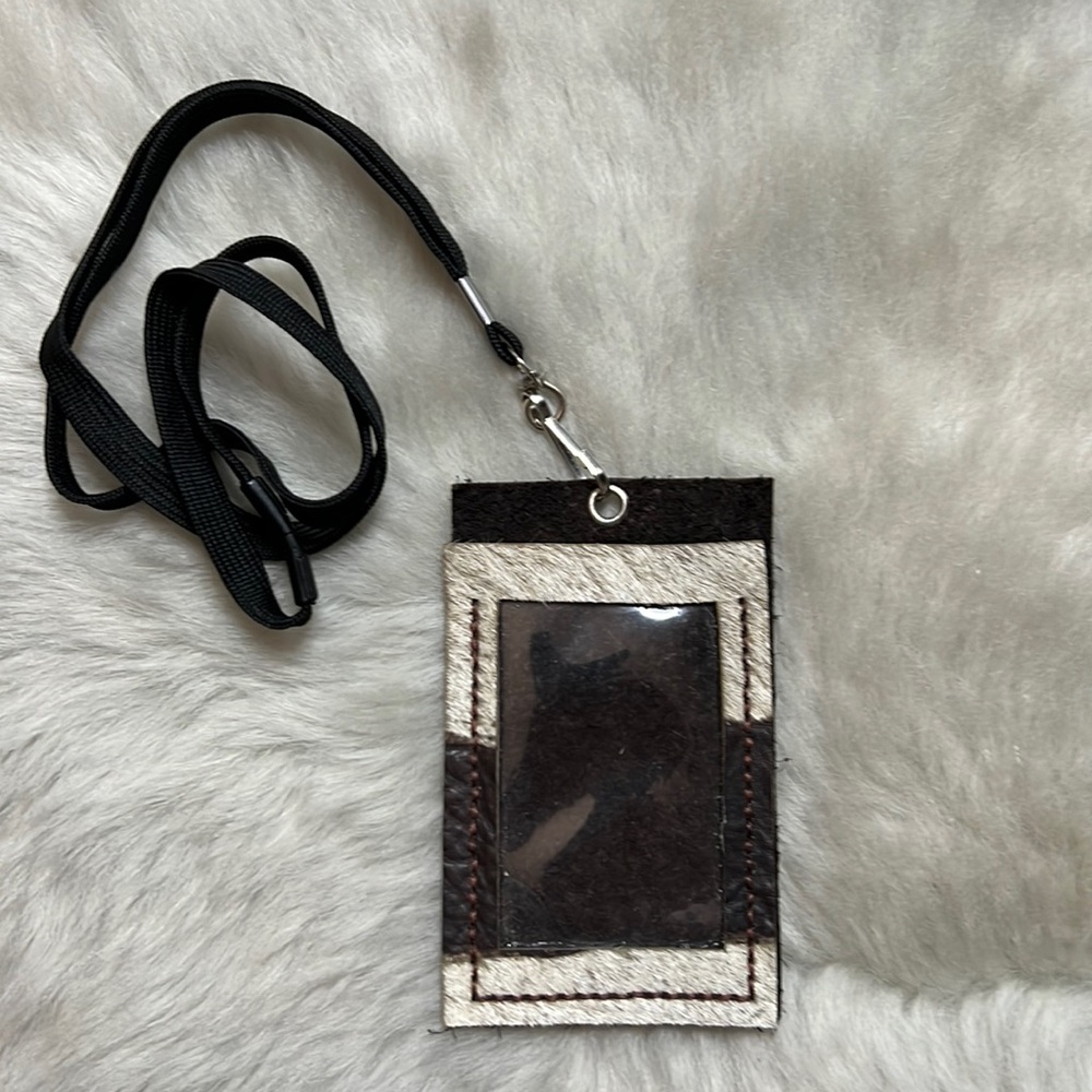 Hand Crafted Brown and White Lanyard ID Holder